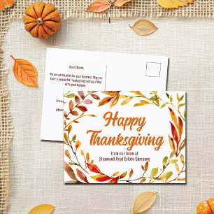 Anpassningsbar Happy thanksgiving Höst löv Company Vykort