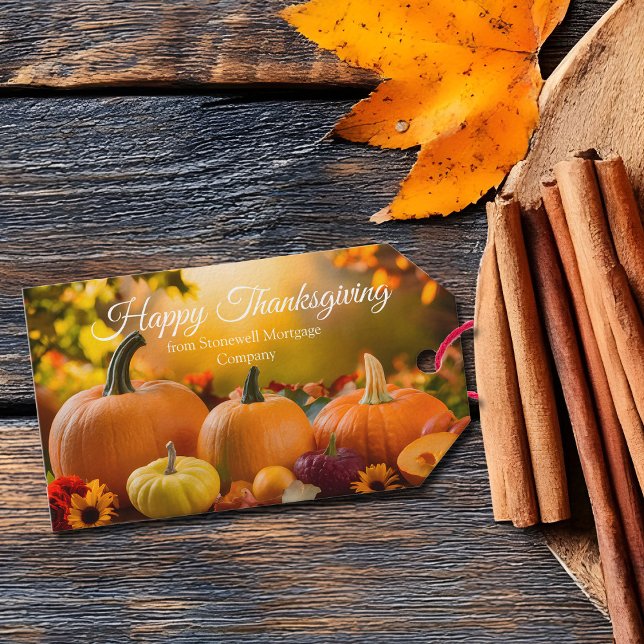 Anpassningsbar Happy thanksgiving Pumpkin Company  Presentetikett (Skapare uppladdad)