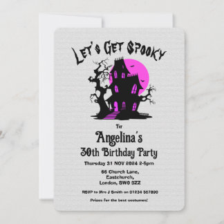 Anpassningsbar Haunted Halloween Birthday Costume Inbjudningar