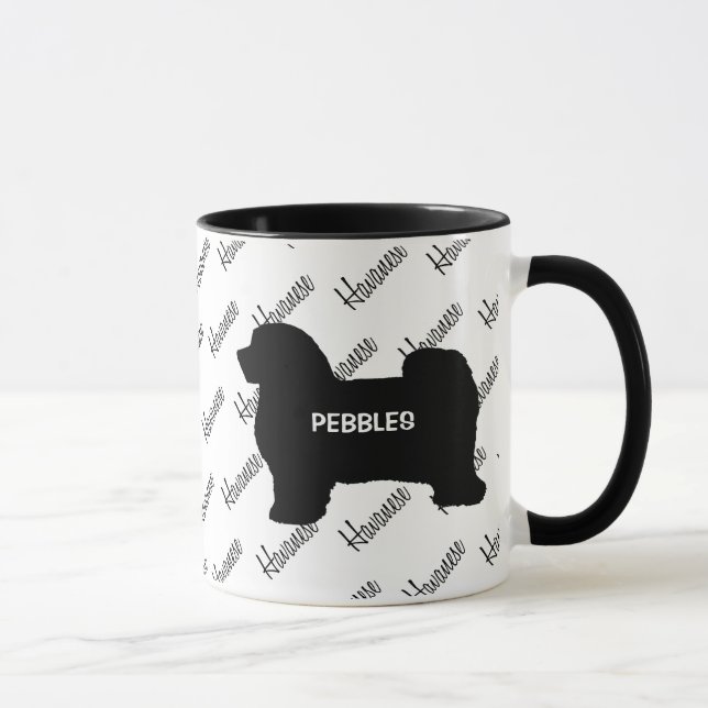 ANPASSNINGSBAR Havanese Hund Silhouette Mugg (Höger)