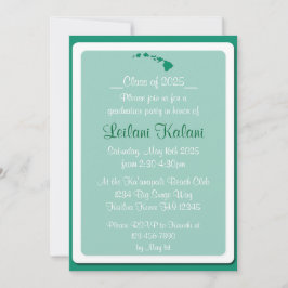 Anpassningsbar Hawaii grönt studentkort på öar Inbjudningar