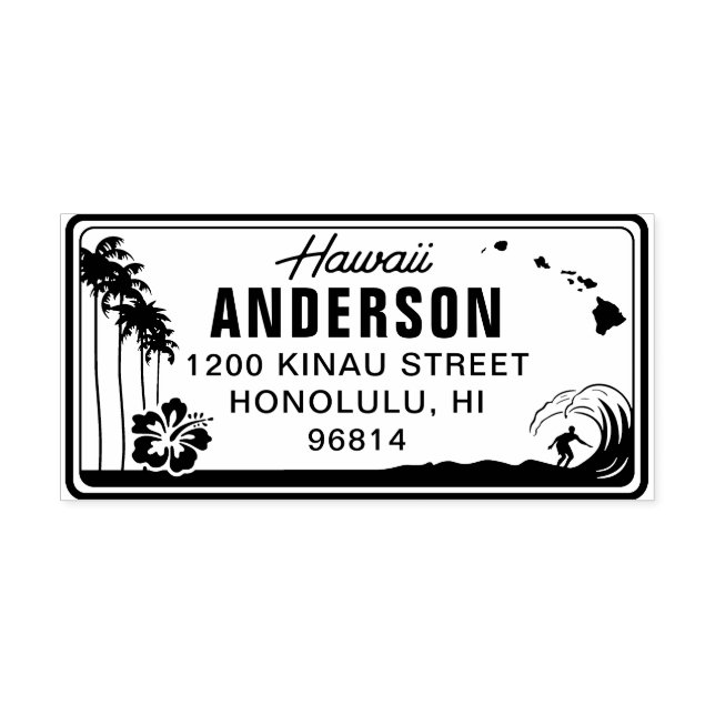 Anpassningsbar Hawaii License Plate Returadress Fr Självfärgande Stämpel (Design)