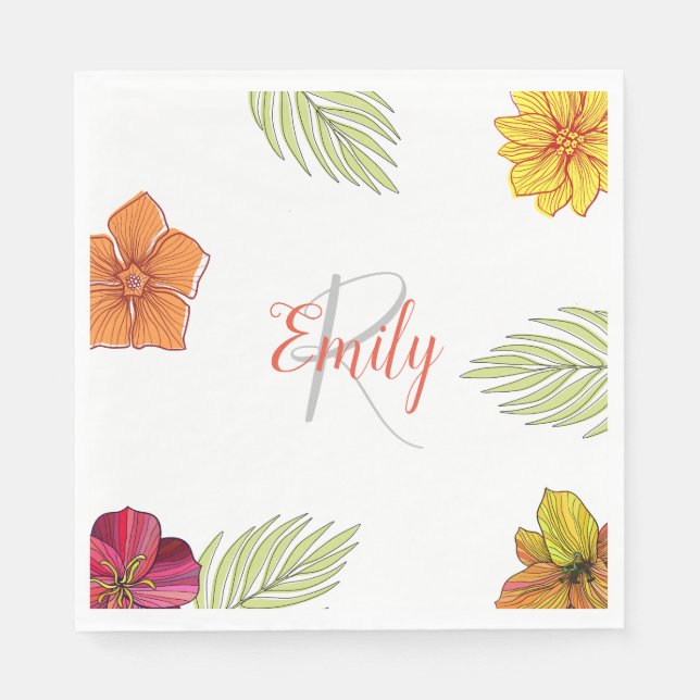 Anpassningsbar Hawaiian Aloha Blommigt Pappersservett (Framsidan)
