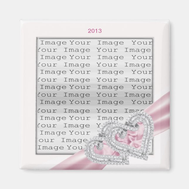 Anpassningsbar Heards Pastel Rosa Ribbon Magnet (Framsidan)