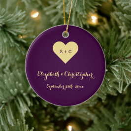 Anpassningsbar Heart-Bröllop-årsdagen vår första m Julgransprydnad Keramik