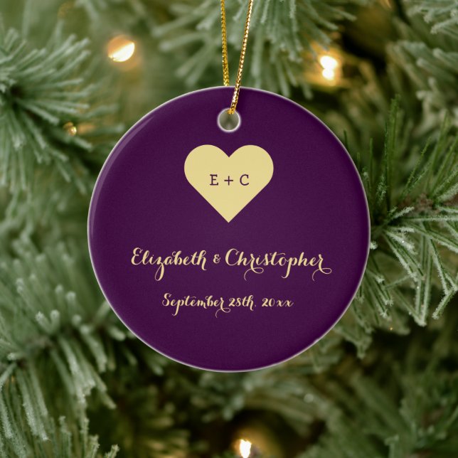 Anpassningsbar Heart-Bröllop-årsdagen vår första m Julgransprydnad Keramik (Träd)