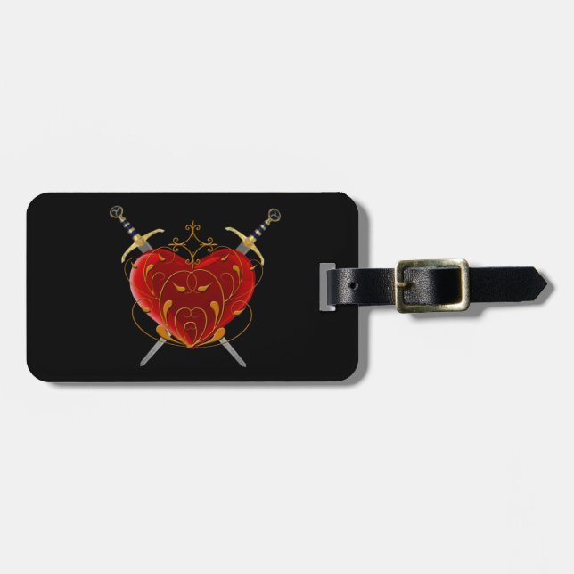 Anpassningsbar Heart & Daggers Luggage Tag Bagagebricka (Horisontell Framsida)