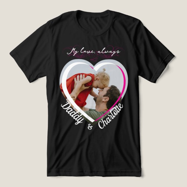 Anpassningsbar Heart-formad fotopatent för Pappa o T Shirt (Design Framsida)