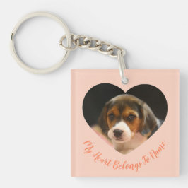 Anpassningsbar Heart-formad Pet Photo & Namn Keych
