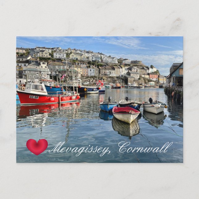 Anpassningsbar Heart Mevagissey Fish Landing Quay  Helg Vykort (Framsida)