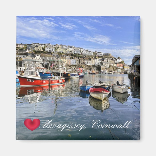 Anpassningsbar Heart Mevagissey Fish Landing Quay  Magnet (Framsidan)