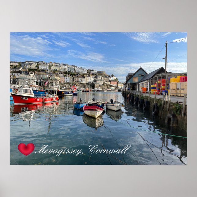 Anpassningsbar Heart Mevagissey Fish Landing Quay  Poster (Framsidan)