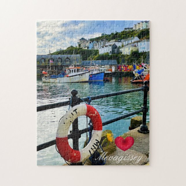 Anpassningsbar Heart Mevagissey Harbor Livbuoy Cor Pussel (Vertikal)