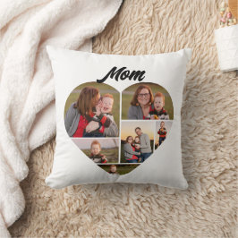 Anpassningsbar Heart-Shape Family Photo Collage fö Kudde