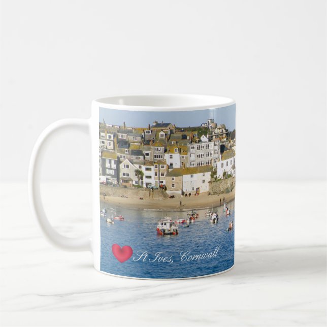 Anpassningsbar Heart St Ives Harbour Pier Cornwall Kaffemugg (Vänster)