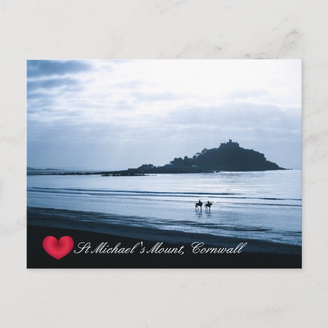 Anpassningsbar Heart St Michaels Mount Cornwall +  Helg Vykort (Framsida)
