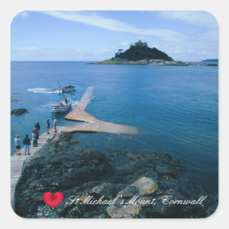 Anpassningsbar Heart St Michaels Mount Cornwall me Fyrkantigt Klistermärke