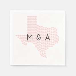 Anpassningsbar Heart-Thned Texas Bröllop Napkin Pappersservett