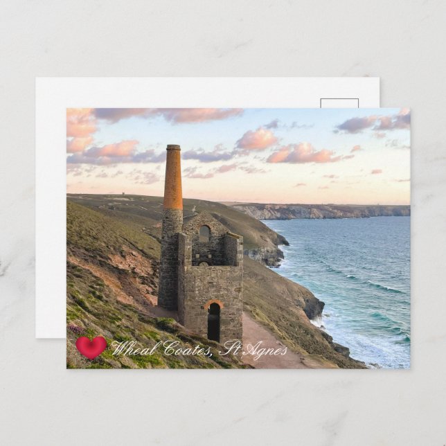 Anpassningsbar Heart Wheal Coates St Agnes Cornwal Helg Vykort (Fram/baksida)