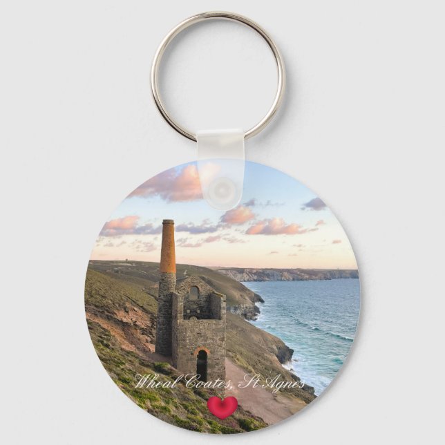Anpassningsbar Heart Wheal Coates St Agnes Cornwal Nyckelring (Framsida)