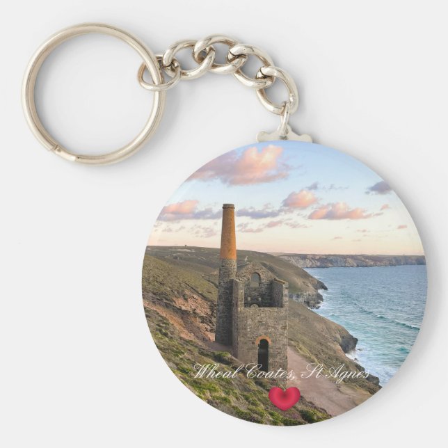 Anpassningsbar Heart Wheal Coates St Agnes Cornwal Nyckelring (Framsidan)