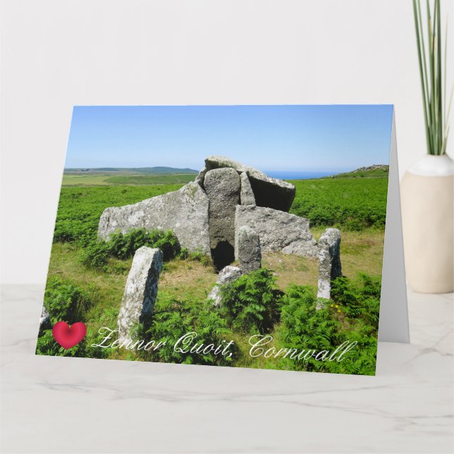 Anpassningsbar Heart Zennor Quoit Megalith Photo C Kort (Framsida)