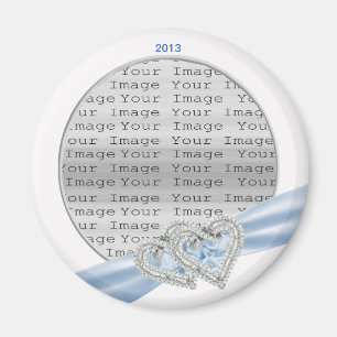 Anpassningsbar Hearts Ice Blue Ribbon Magnet