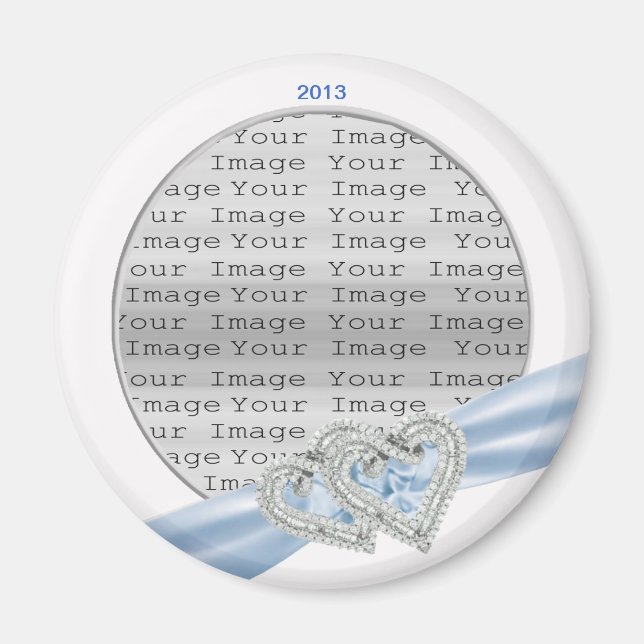 Anpassningsbar Hearts Ice Blue Ribbon Magnet (Framsidan)