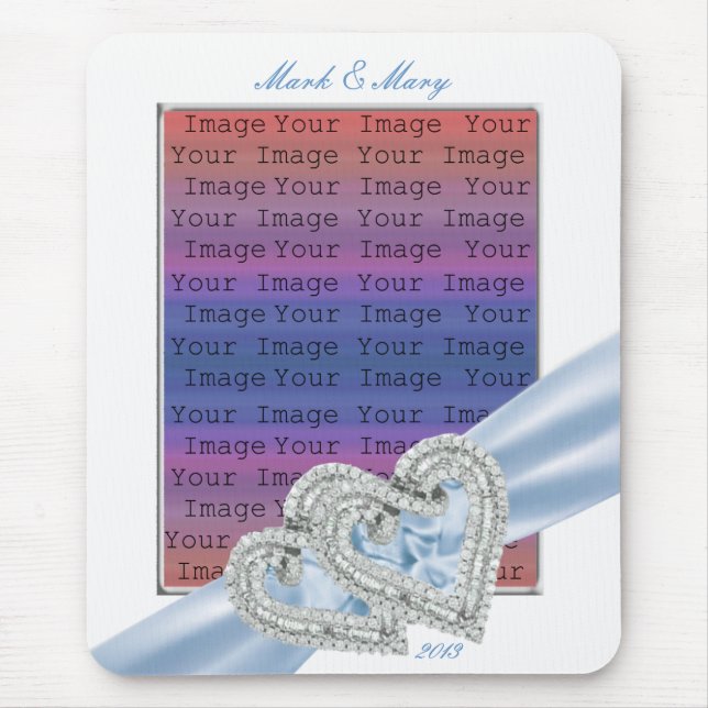 Anpassningsbar Hearts Ice Blue Ribbon Mouse Pad Musmatta (Framsidan)