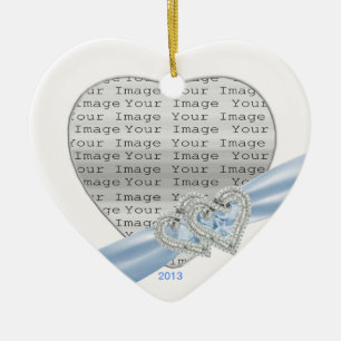 Anpassningsbar Hearts Ice Blue Ribbon Ornament