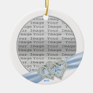 Anpassningsbar Hearts Ice Blue Ribbon Ornament