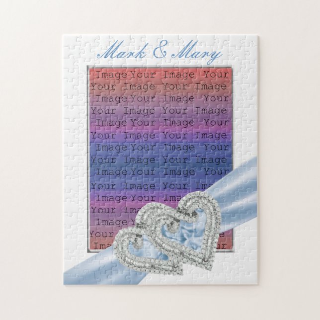 Anpassningsbar Hearts Ice Blue Ribbon Puzzle Pussel (Vertikal)