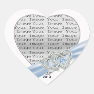 Anpassningsbar Hearts Ice Blue Ribbon Stickers Hjärtformat Klistermärke