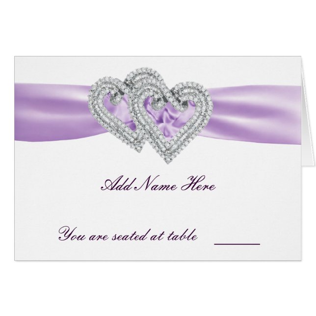 Anpassningsbar Hearts Lavender-platskort OBS Kort (Framsidan Horizontal)