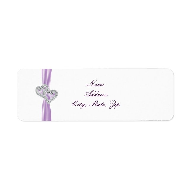 Anpassningsbar Hearts Lavender Ribbon Adressetiket Returadress Etikett (Framsidan)