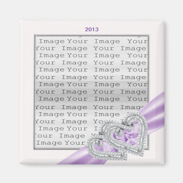 Anpassningsbar Hearts Lavender Ribbon Magnet (Framsidan)