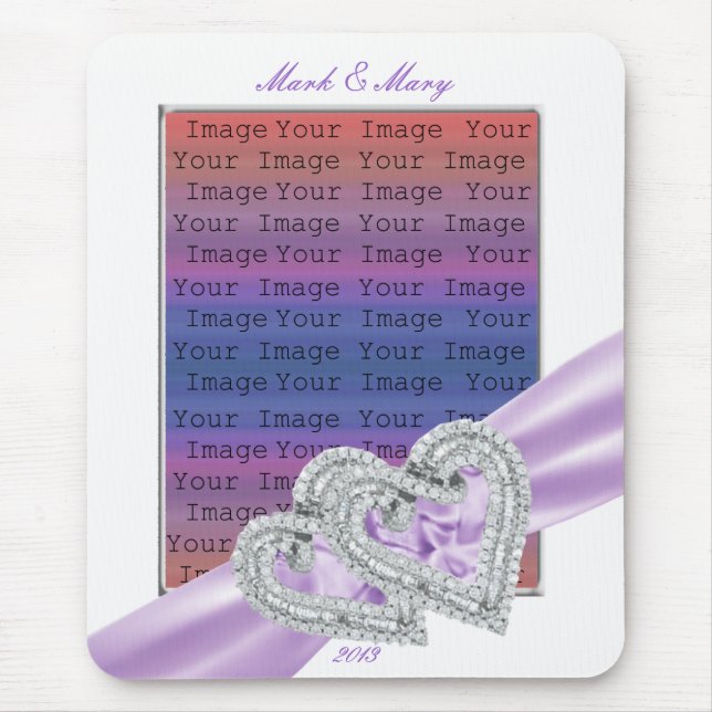 Anpassningsbar Hearts Lavender Ribbon Mouse Pad Musmatta (Framsidan)