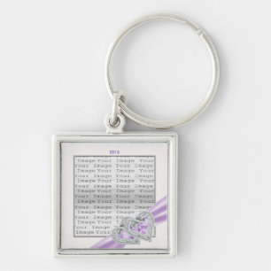Anpassningsbar Hearts Lavender Ribbon Nyckelring