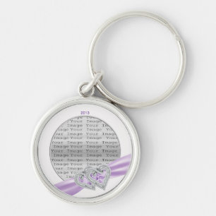 Anpassningsbar Hearts Lavender Ribbon Nyckelring
