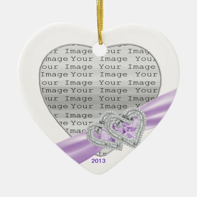 Anpassningsbar Hearts Lavender Ribbon Ornament (Framsidan)
