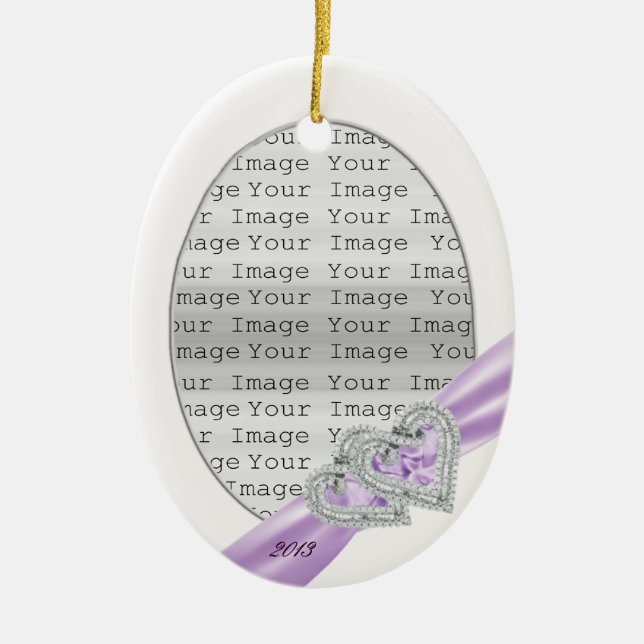 Anpassningsbar Hearts Lavender Ribbon Ornament (Framsidan)