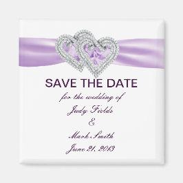Anpassningsbar Hearts Lavender Ribbon Spara datum Magnet