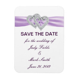 Anpassningsbar Hearts Lavender Ribbon Spara datum Magnet