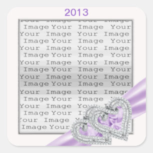 Anpassningsbar Hearts Lavender Ribbon Stickers Fyrkantigt Klistermärke