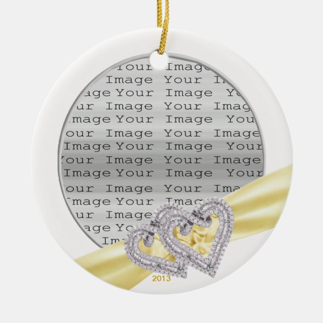 Anpassningsbar Hearts Lemon Ribbon Ornament (Framsidan)