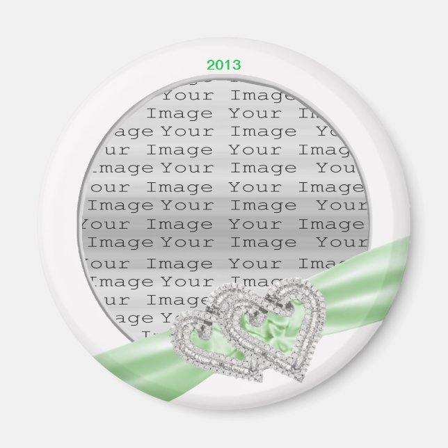 Anpassningsbar Hearts Lime Ribbon Magnet (Framsidan)