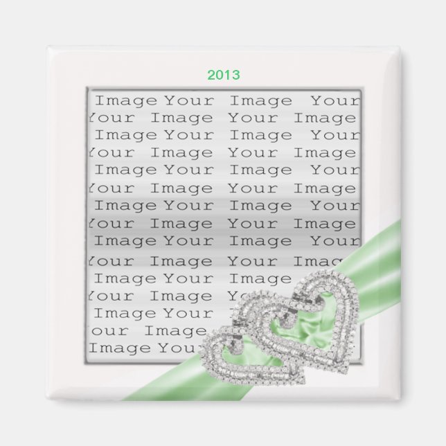 Anpassningsbar Hearts Lime Ribbon Magnet (Framsidan)