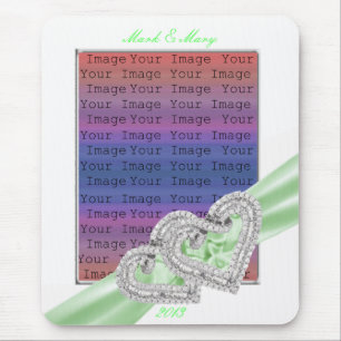 Anpassningsbar Hearts Lime Ribbon Mouse Pad Musmatta