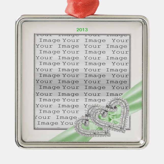 Anpassningsbar Hearts Lime Ribbon Ornament (Framsidan)