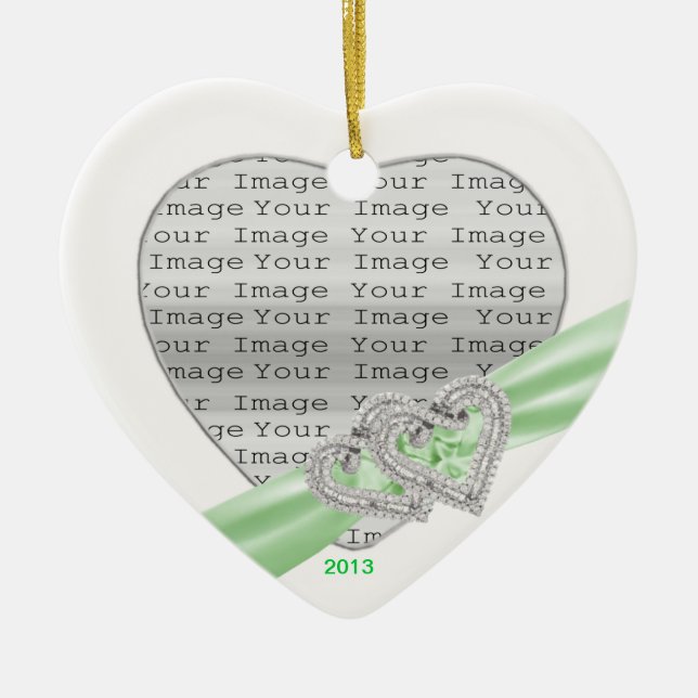 Anpassningsbar Hearts Lime Ribbon Ornament (Framsidan)